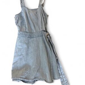 Sincerely Jules Light Blue Denim Tie-Waist Mini Dress
